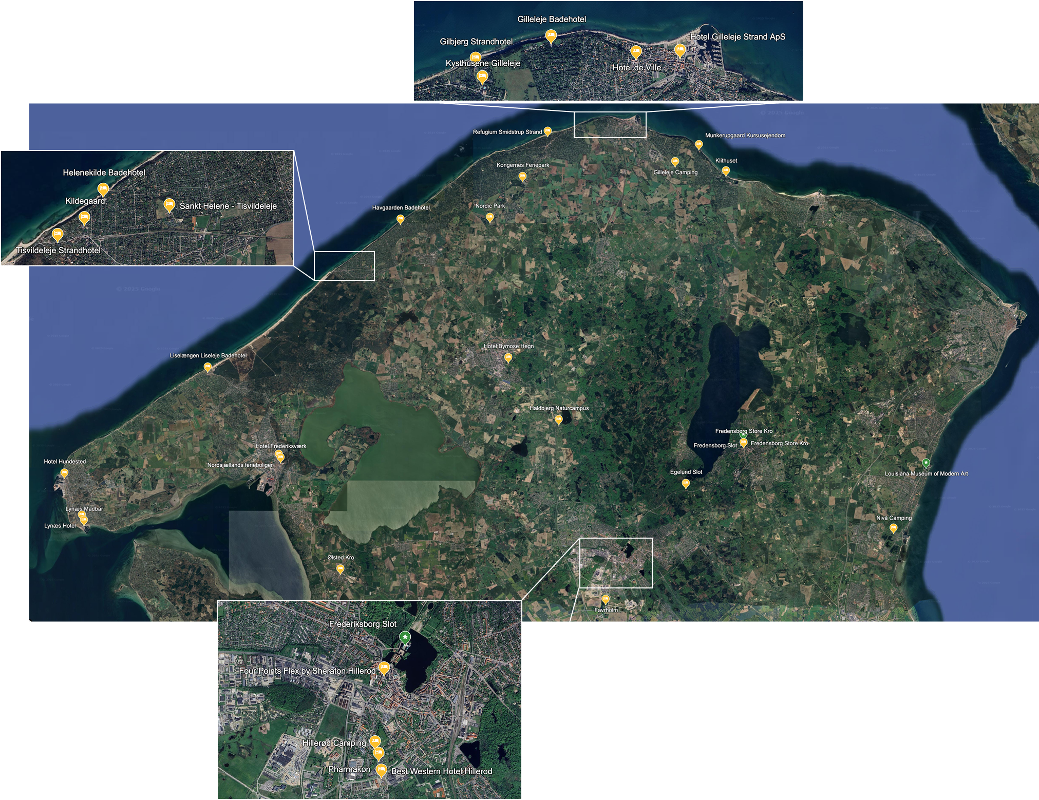 Kortet viser et udvalg af de aktører som vurderes at have potentiale ift. international mødeturisme