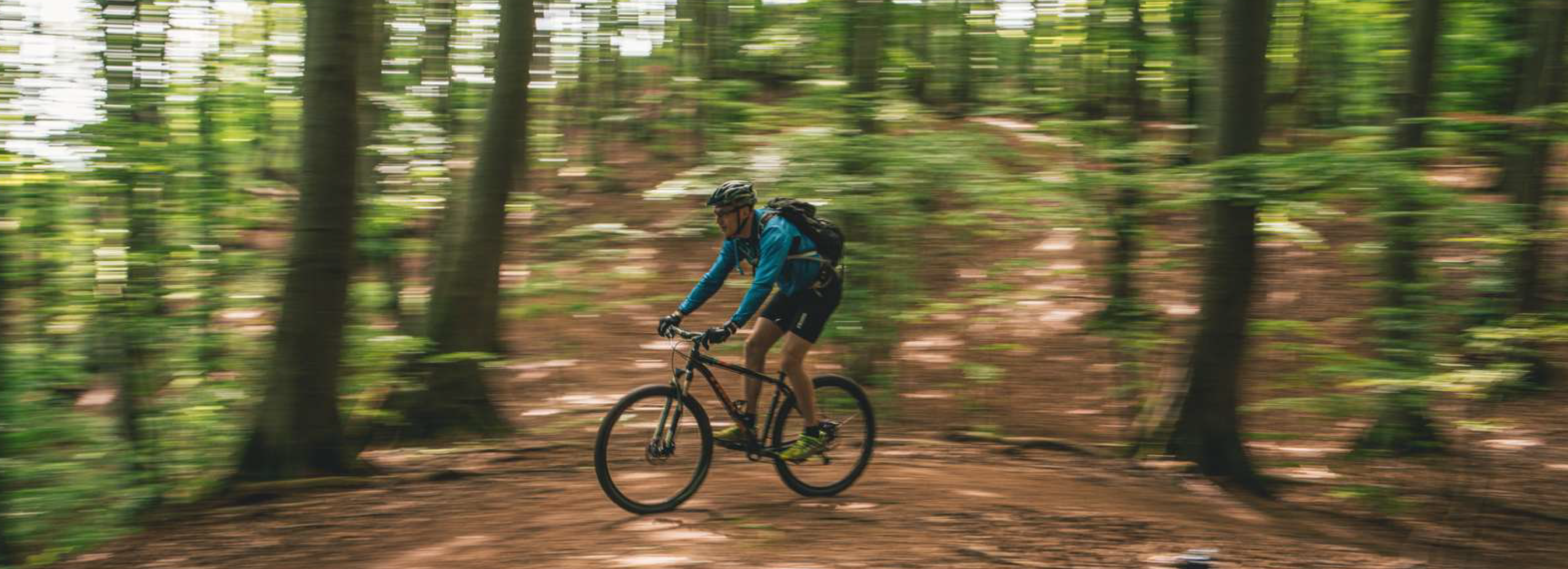 Motionscyklist i skov